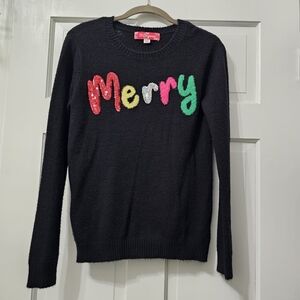 🎄 33 Degrees "Merry" Sequin Holiday Christmas Sweater - Girls XL